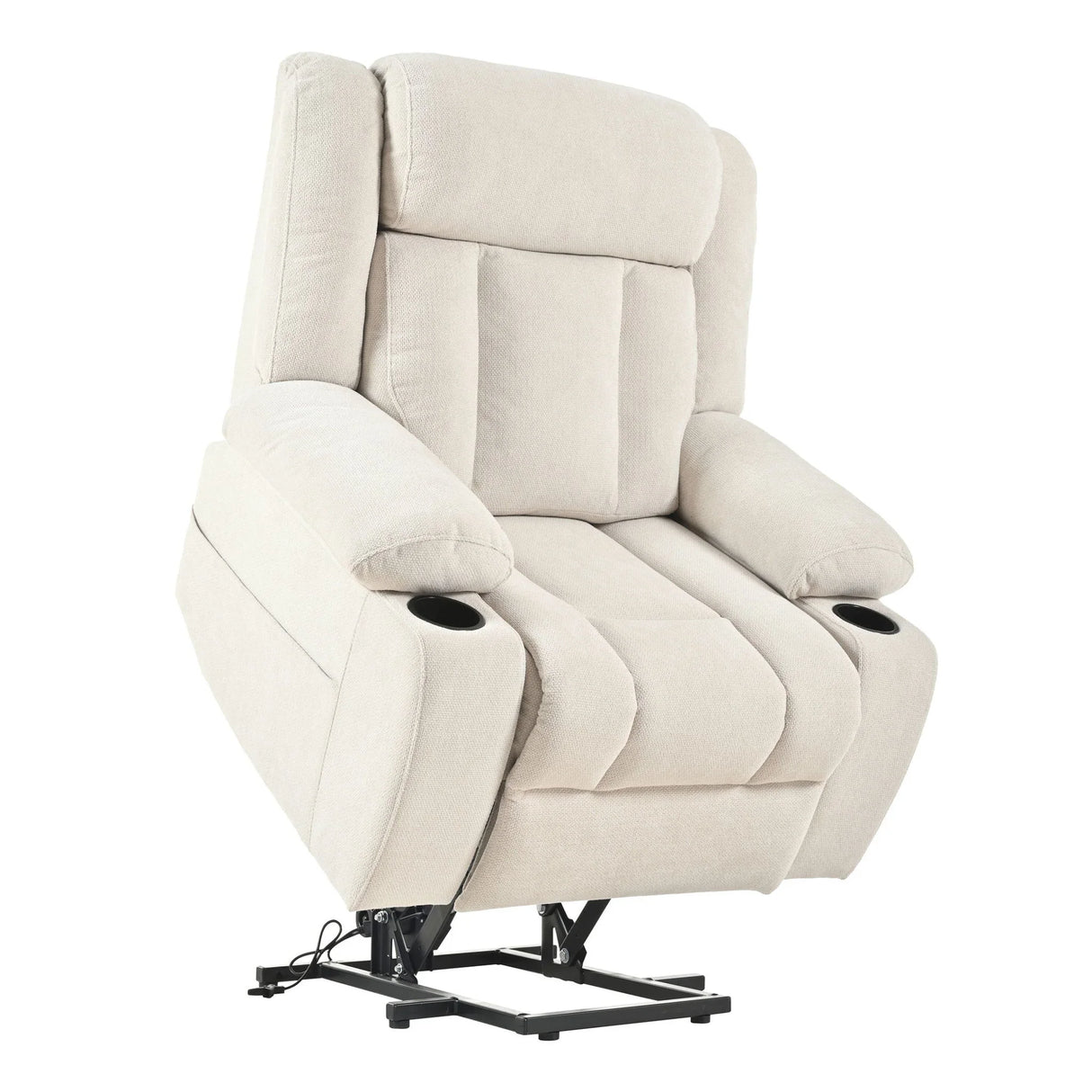 Power Lift Recliner Chair With Extended Footrest, Remote Control, Cup Holders, And Side Pockets - Furniture Home Direct