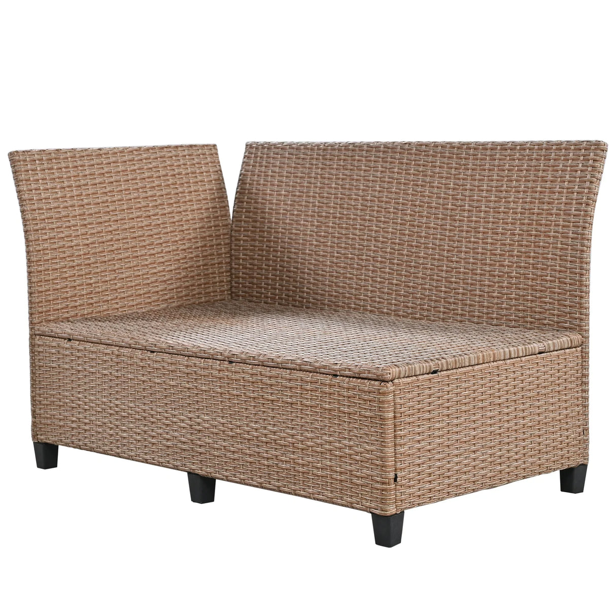 Outdoor Sectional with 2 Extendable Side Tables and Washable Covers - Brown - Furniture Home Direct