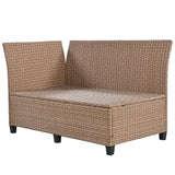 Outdoor Sectional with 2 Extendable Side Tables and Washable Covers - Brown - Furniture Home Direct