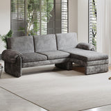 Convertible Futon Sofa Bed With Adjustable Backrest, Reversible Chaise Lounge And 2 Removable Armrest Pillows