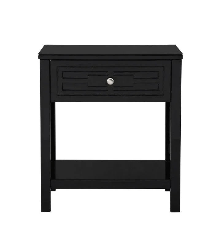 Dylan - Wooden End Side Table Nightstand With Glass Top And Drawer - Furniture Home Direct