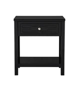 Dylan - Wooden End Side Table Nightstand With Glass Top And Drawer - Furniture Home Direct
