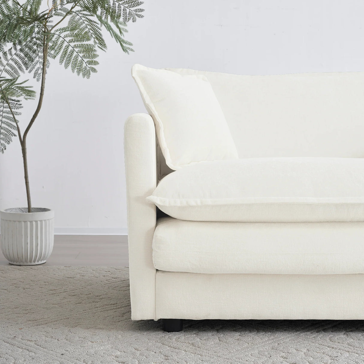 Accent Chair Set of 2 with Toss Pillows, White - Furniture Home Direct