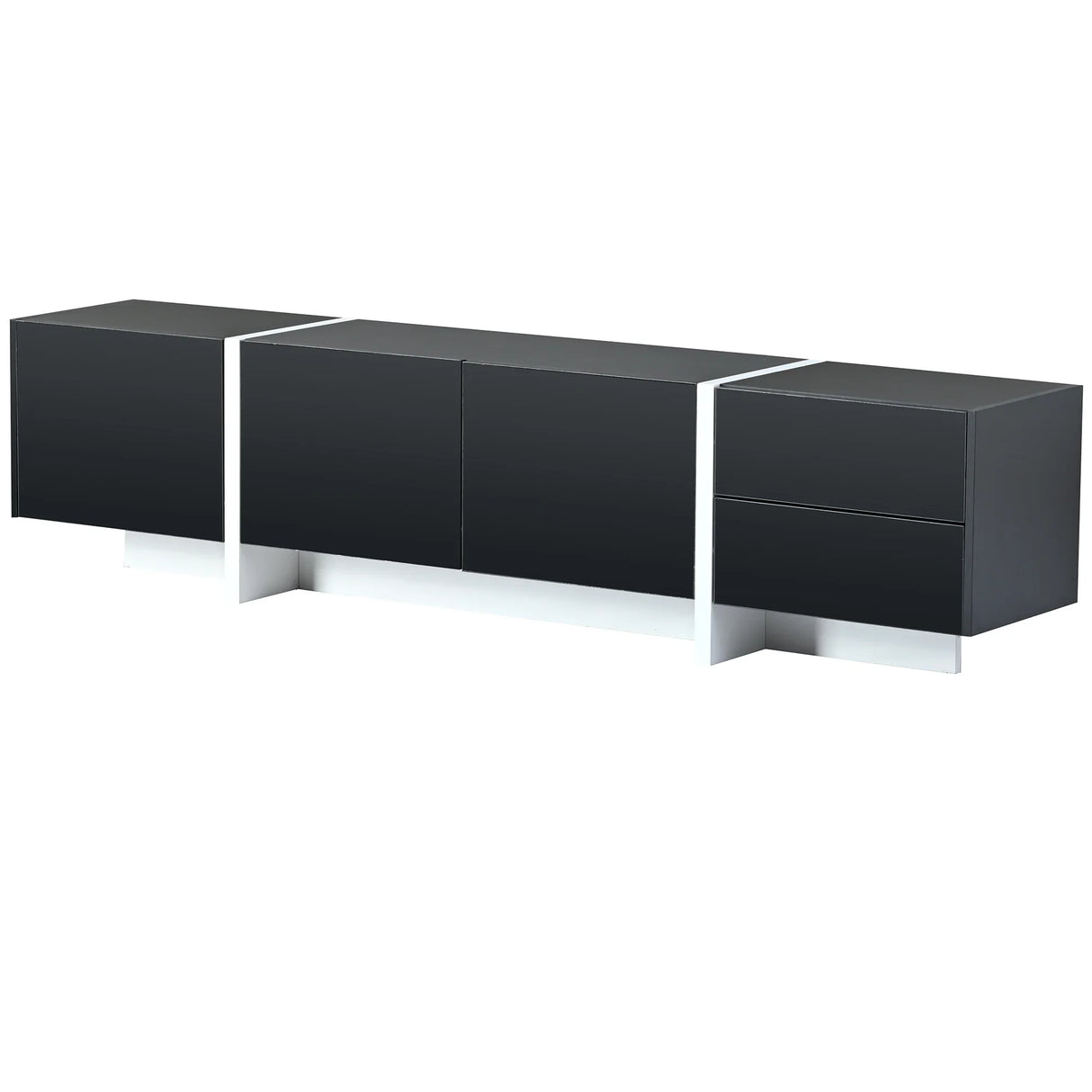 TV Stand High Gloss Console 74 Inch Length Modern Black - Furniture Home Direct