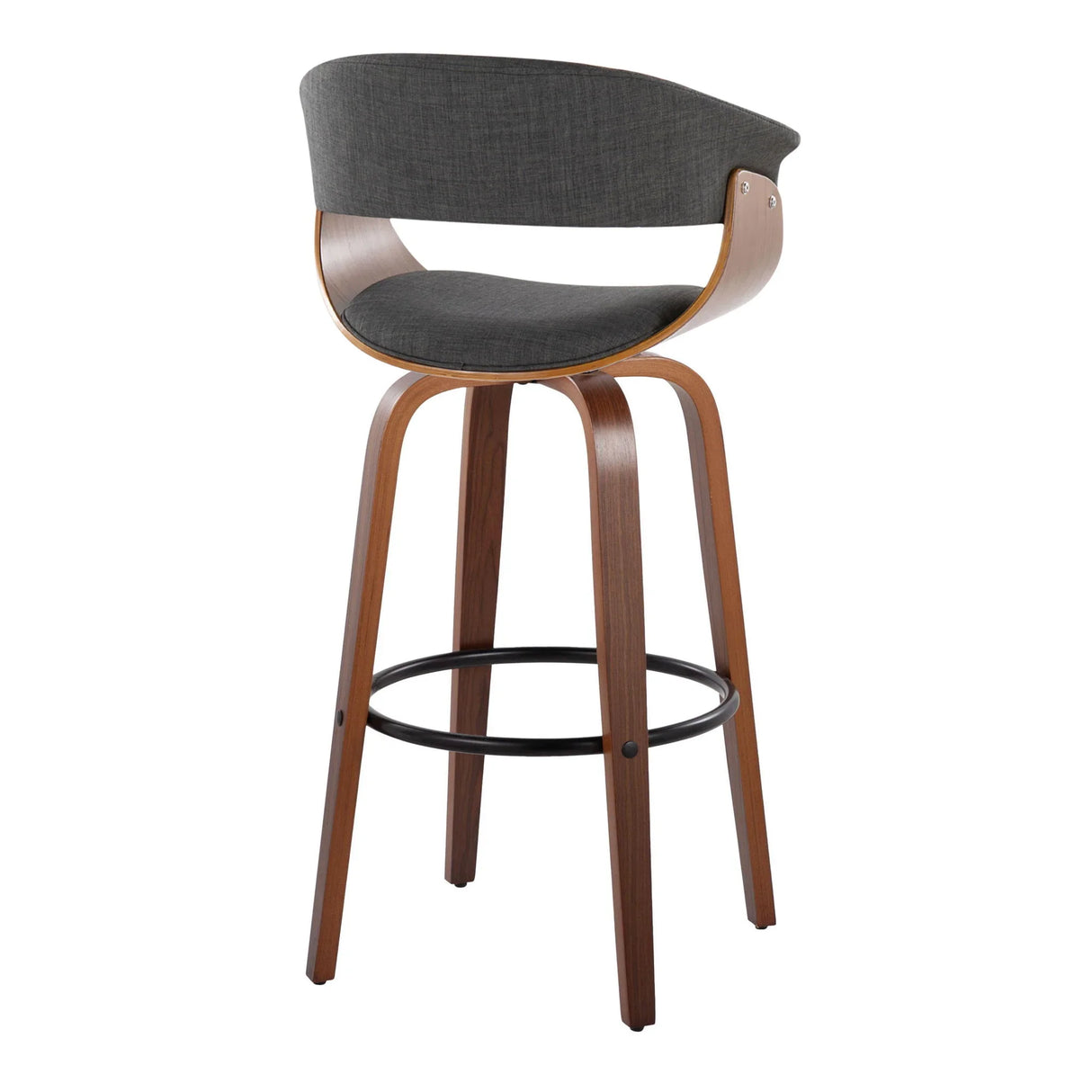 Vintage Mod - Mid Century Modern Fixed Height Barstool With Swivel & Round Footrest (Set of 2) - Furniture Home Direct