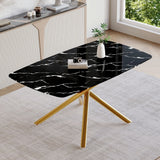 Luxurious Marble Patterned Dining Table With Metal Fork Legs - Furniture Home Direct