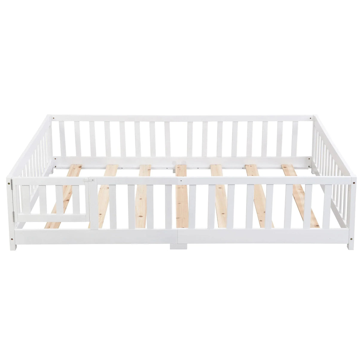 Solid Wood Floor Bed With Door And Fence For Children - Furniture Home Direct