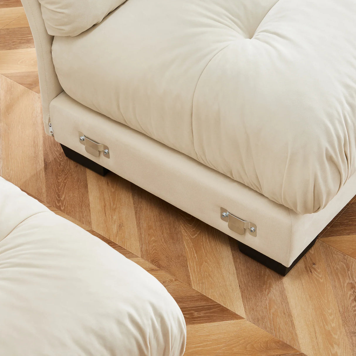 Oversized Modular Velvet Sofa - Cream - Furniture Home Direct