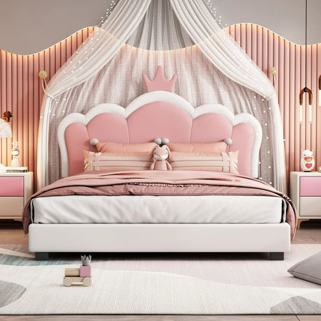 Upholstered Princess Platform Bed With Crown Headboard - Furniture Home Direct