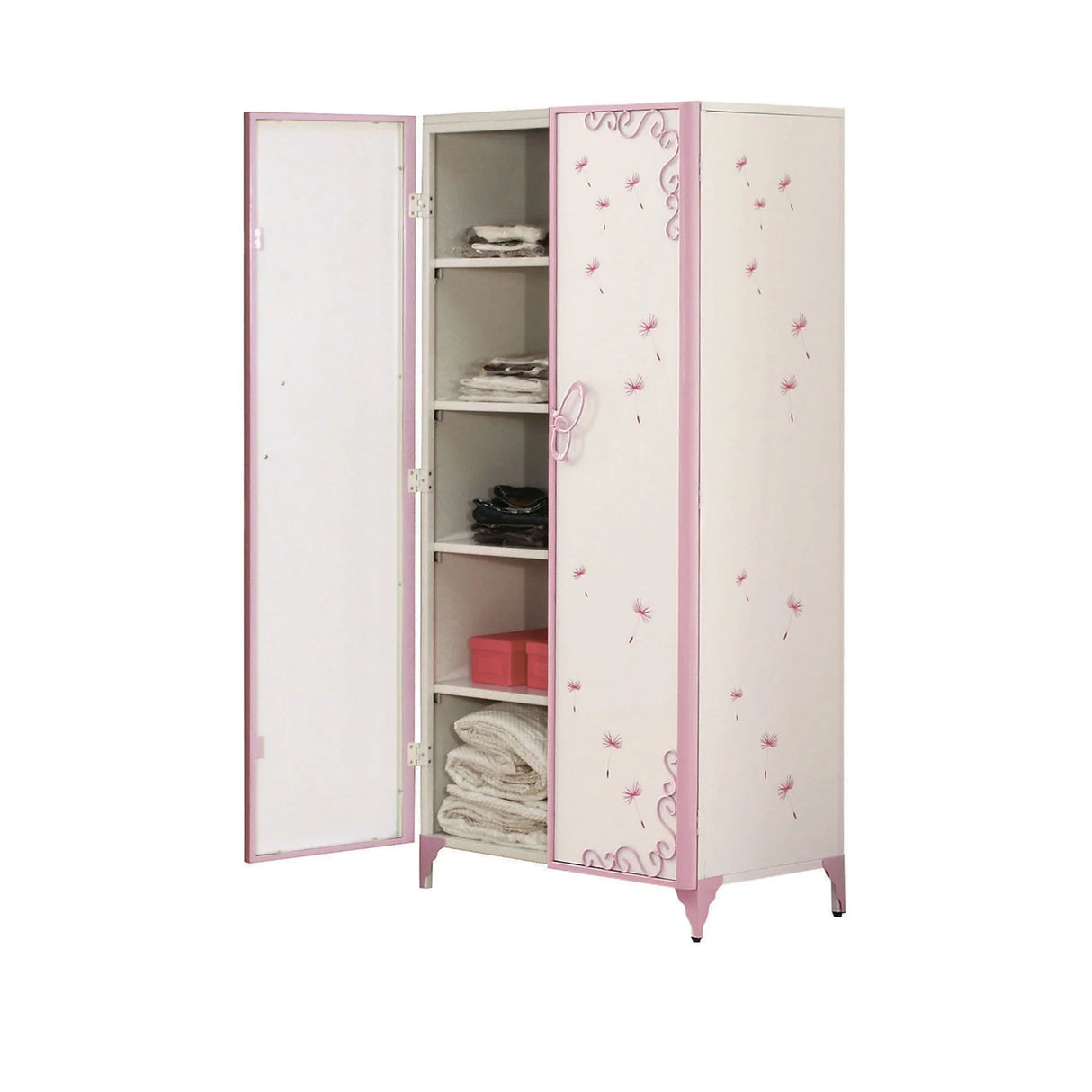 Priya II - Synthetic Leather Purple Wardrobe - Purple / White - Furniture Home Direct
