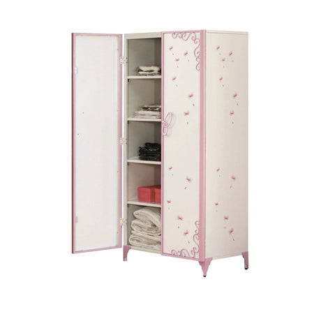 Priya II - Synthetic Leather Purple Wardrobe - Purple / White - Furniture Home Direct