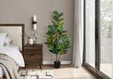 49" Tall, Artificial Plant, Fiddle Tree, Indoor, Faux, Fake, Floor, Greenery, Potted, Real Touch, Decorative - Green / Black - Furniture Home Direct