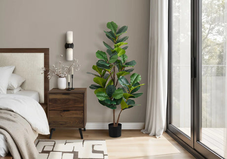 49" Tall, Artificial Plant, Fiddle Tree, Indoor, Faux, Fake, Floor, Greenery, Potted, Real Touch, Decorative - Green / Black - Furniture Home Direct