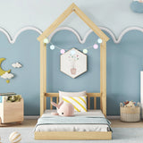 House-Shaped Roof Headboard Floor Bed, (Without Slats) - Furniture Home Direct