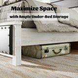 King Platform Bed With Upholstered Headboard Dark Gray - Furniture Home Direct