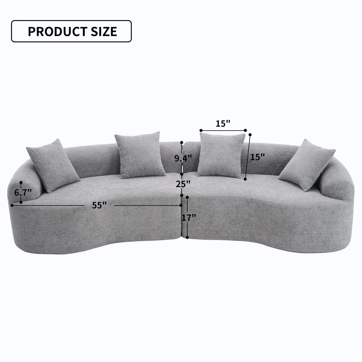 4 Seater Sofa With Chenille Fabric, 30D, 60 Hardness Full Sponge, 4 Pillow For Living Room, Home Furniture Sleeper Sectional Sofa For Apartment - Furniture Home Direct