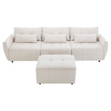 113.3 Modular Sectional With Ottoman And USB C Ports Beige - Furniture Home Direct