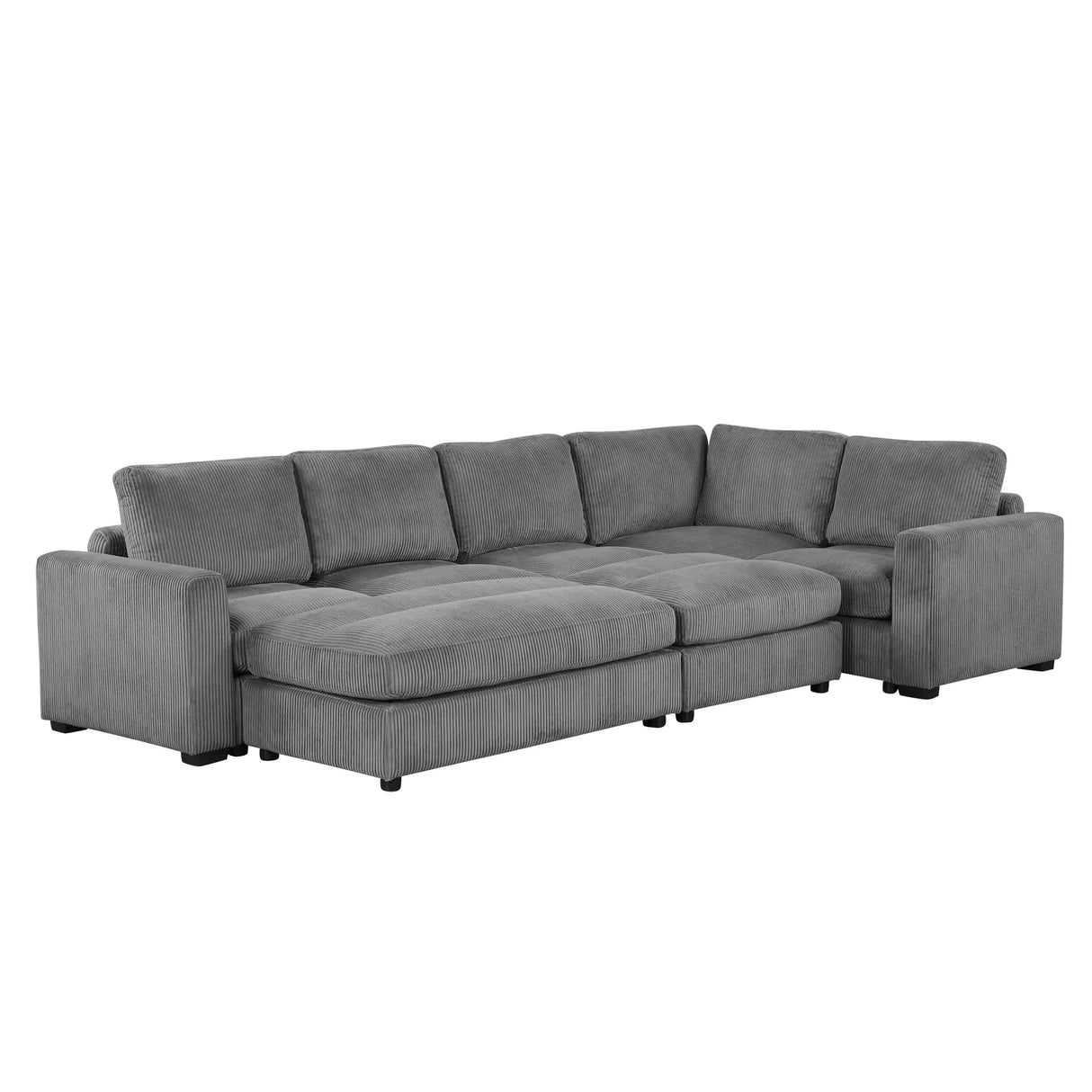 121.3" Modular Sectional Sofa with Two Movable Ottomans, Gray - Furniture Home Direct