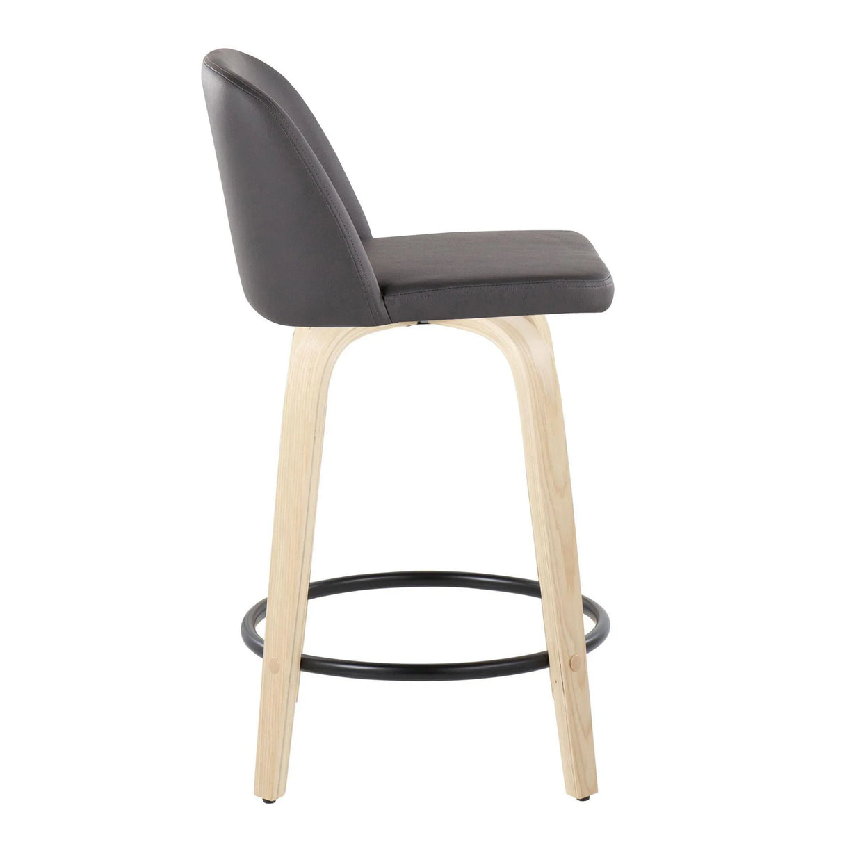 Toriano - Contemporary, Fixed Height Counter Stool With Swivel And Round Footrest (Set of 2) - Furniture Home Direct