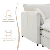 Sectional Sofa Chenille L Shaped Living Room Comfort Cream - Furniture Home Direct