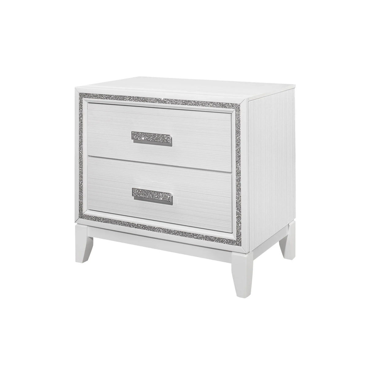 Almera - Glitter Nightstand - White - Furniture Home Direct