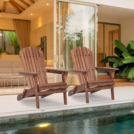 Adirondack Chairs Outdoor Folding Wooden Natural Brown - Furniture Home Direct