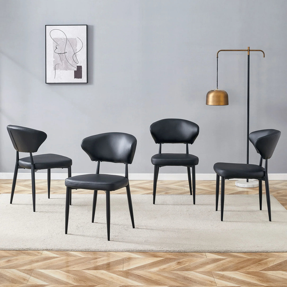Minimalist Ergonomic Dining Chair With Curved Backres (Set of 4) - Furniture Home Direct