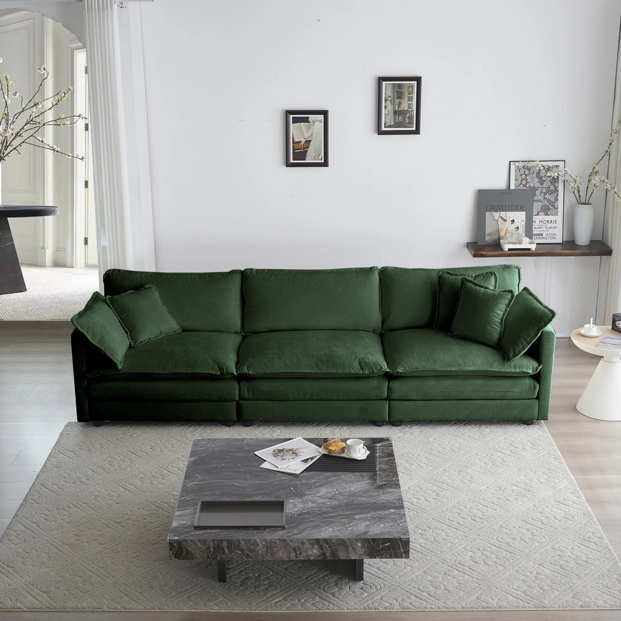 2 Pc Chenille Living Room Set - Green - Furniture Home Direct