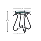 2 Piece Tempered Glass Surface Coffee Table Set, Decor Coffee Table Round End Side Table With Sturdy Construction For Living Room (Rustic) - Black - Furniture Home Direct