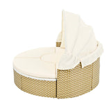 Outdoor Daybed With Retractable Canopy Cushions Beige - Furniture Home Direct