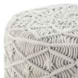 Coates - Round Macrame Pouf - Natural - Furniture Home Direct