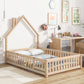 House-Shaped Headboard Floor Bed With Fence - Furniture Home Direct