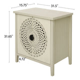 Hollow Carved 2 Door Accent Cabinet Sideboard Buffet Storage Cabinet With Adjustable Shelf For Entryway Living Room Bedroom - Natural - Furniture Home Direct