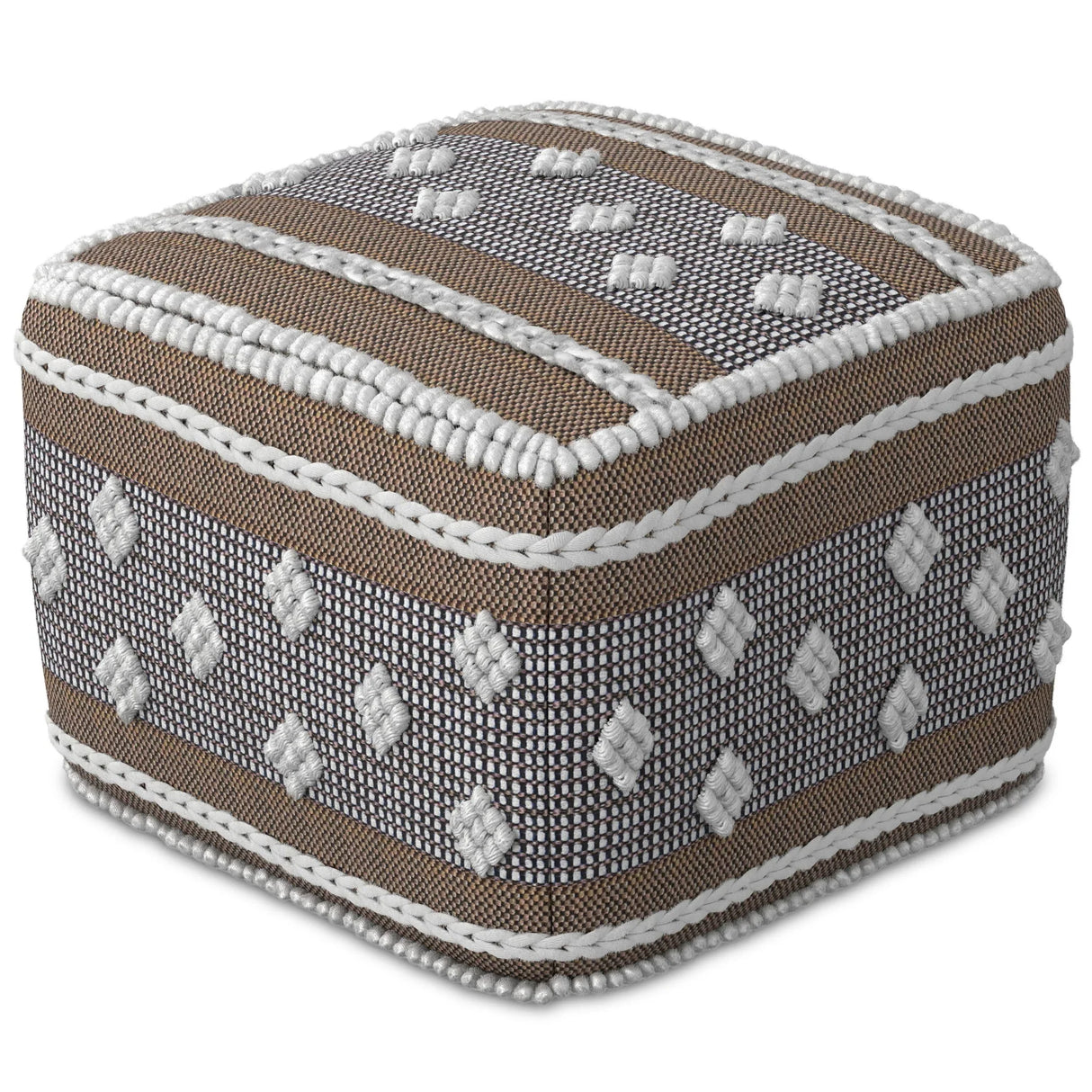 Mapleton - Outdoor / Indoor Pouf - Beige Gray / White - Furniture Home Direct