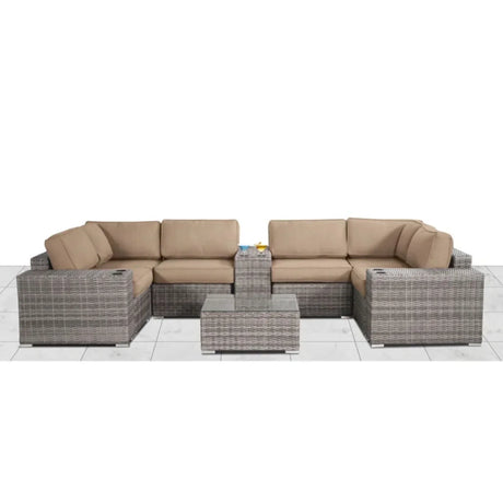 Modern Patio Rattan Sectional Set With Cushions - Furniture Home Direct