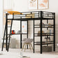 Loft Metal Bed With 3 Layers Of Shelves And Desk, Stylish Metal Frame Bed With Whiteboard - Furniture Home Direct