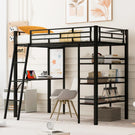 Loft Metal Bed With 3 Layers Of Shelves And Desk, Stylish Metal Frame Bed With Whiteboard - Furniture Home Direct