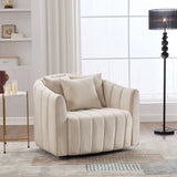 Upholstered Oversized 360° Swivel Accent Barrel Chair And Half Cozy Sofa With 3 Pillows - Furniture Home Direct