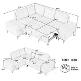 Versatile L Shaped Sofa Bed With Storage, Cup Holders, USB Ports Chenille - Furniture Home Direct