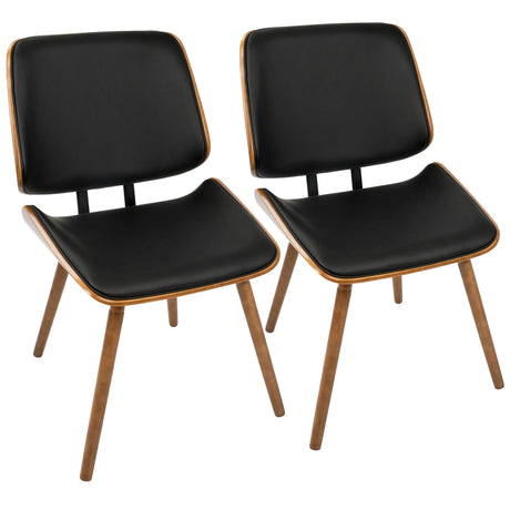 Lombardi - Mid-Century Modern Dining / Chair (Set of 2) - Walnut / Black - Furniture Home Direct
