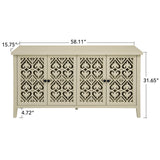 Hollowed Out Cabinet With 4 Doors, American Furniture, Suitable For Bedroom, Living Room, Study - Natural - Furniture Home Direct
