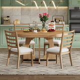 Dining Set Round Wood Table With Ladder Back Chairs Natural - Furniture Home Direct