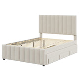 Upholstered Platform Bed With Twin Size Trundle And 3 Drawers - Furniture Home Direct