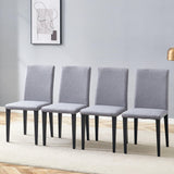 Dining Chairs Set Four Light Linen Upholstered Gray - Furniture Home Direct