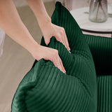 Sofa and Loveseat Set - Green Corduroy Fabric - Furniture Home Direct