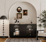 Accent Cabinet Lacquered Wooden Cabinet With 4 Glass Doors Sideboard Buffet Server Cabinet Storage Cabinet, For Living Room, Entryway, Hallway, Office, Kitchen And Dining Room - Furniture Home Direct