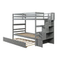 Twin Over Twin Bunk Beds With Twin Trundle And Stairway Storage Function - Furniture Home Direct