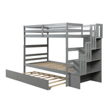 Twin Over Twin Bunk Beds With Twin Trundle And Stairway Storage Function - Furniture Home Direct