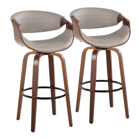 Symphony - Mid Century Modern Fixed Height Barstool With Swivel With Round Footrest (Set of 2) - Furniture Home Direct