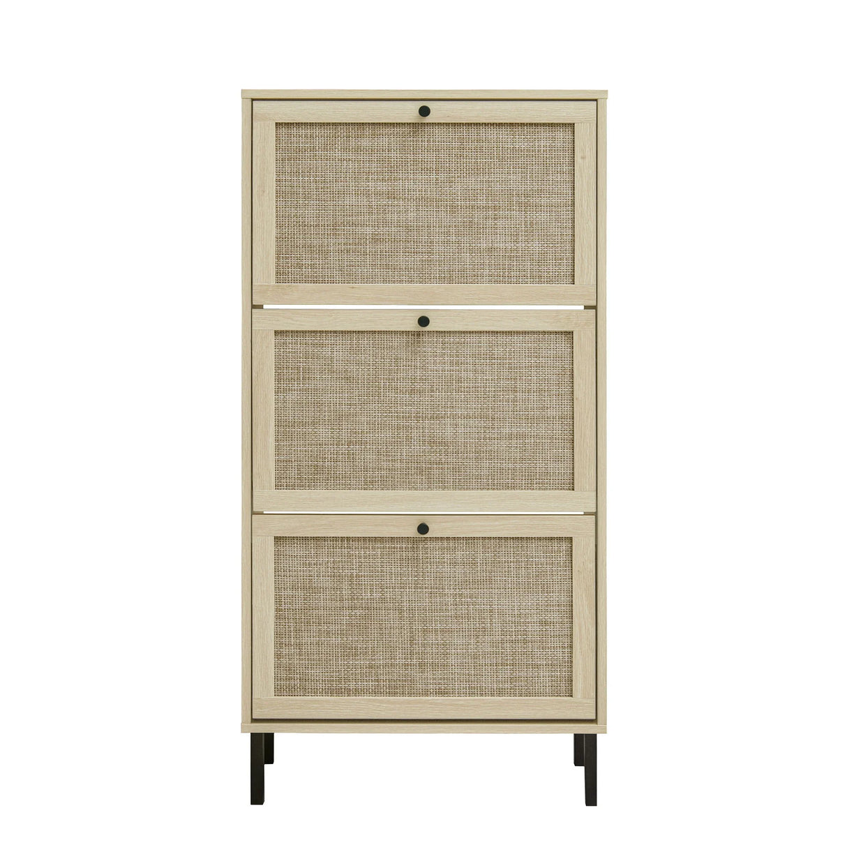 Modern Rattan 3 Door Shoe Rack Cabinet For Entryway - Furniture Home Direct